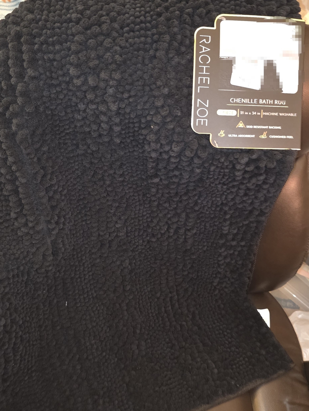 Rachel Zoe Black Chenille Bath Rug